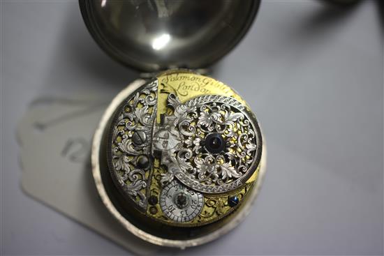An 18th century silver pair cased verge pocket watch by Soloman Gibbs, London,